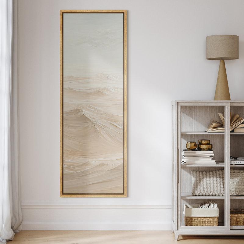 «Calm Minimal Desert Dunes Landscape», reproduction d'art sur toile encadrée, H 60 po x l 20 po x P 1,5 po, Naturel