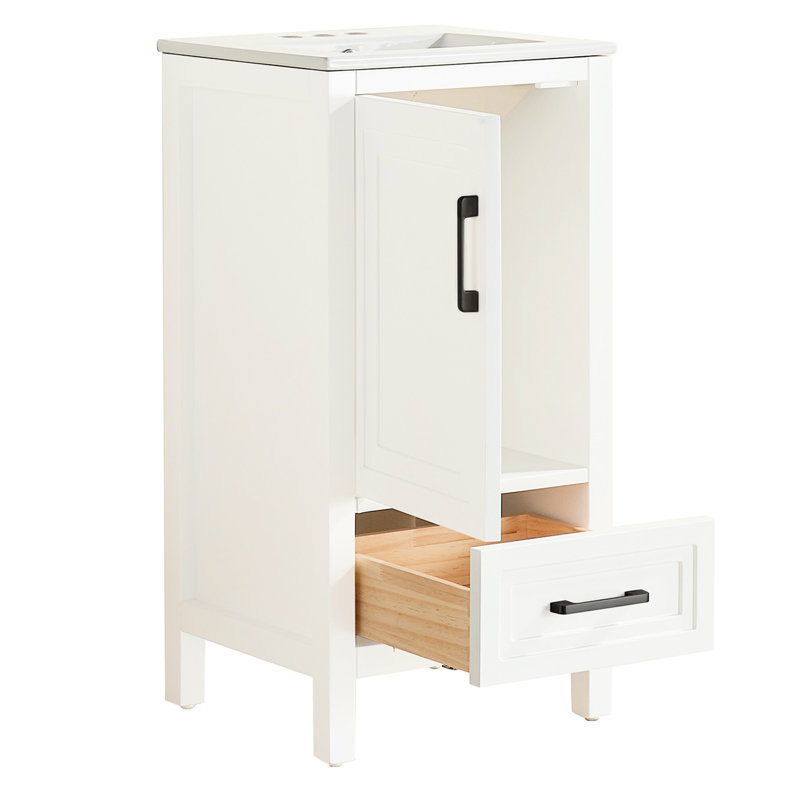 Armoire de salle de bain en bois massif 18 po autoportante à assemblage en bois massif à fermeture en douceur