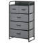 Commode à 5 tiroirs, commode en tissu, rangement à 4 niveaux pour vestibule de chambre à coucher, unité de tour avec plateau en bois, gris