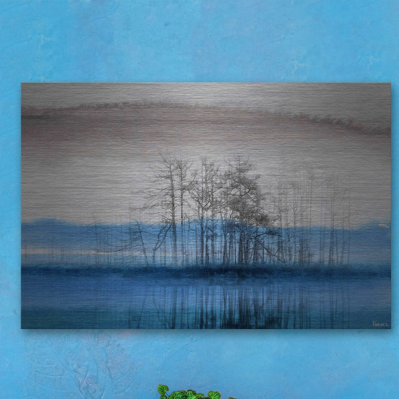 «Blue Lake Horizon», reproduction d'art sur aluminium brossé, H 30 po x l 45 po x P 1,5 po