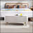 Ivory White Storage Ottoman Bench for End of Bed Gold Legs, Modern Ivory White Faux Fur-424995202