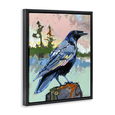  Art moderne sur toile flottant encadré, "Modern Crow" par Adam Swanson