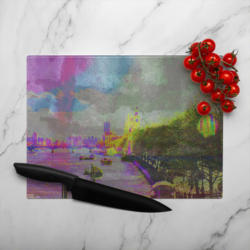 London Bridge View Glass Chopping Board, 28cm L x 20cm W