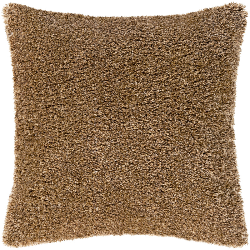 Flokati Throw Pillow, 27" x 27", Brown, Pillow Cover Only - No Insert