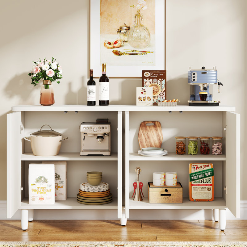 White Modern 59.4'' Sideboard with Semicircle Pattern