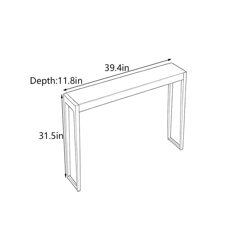 Solid Ash Wood Console Table, 31.5" H x 39.4" W x 11.8" D