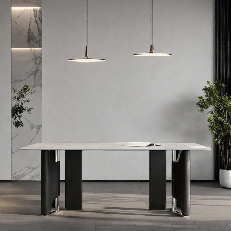 Household stainless steel simple dining table, 29.52"H x 70.86"L x 31.49"W