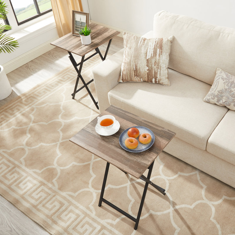 Table d'appoint 2 pièces pliable sans plateau, Brun
