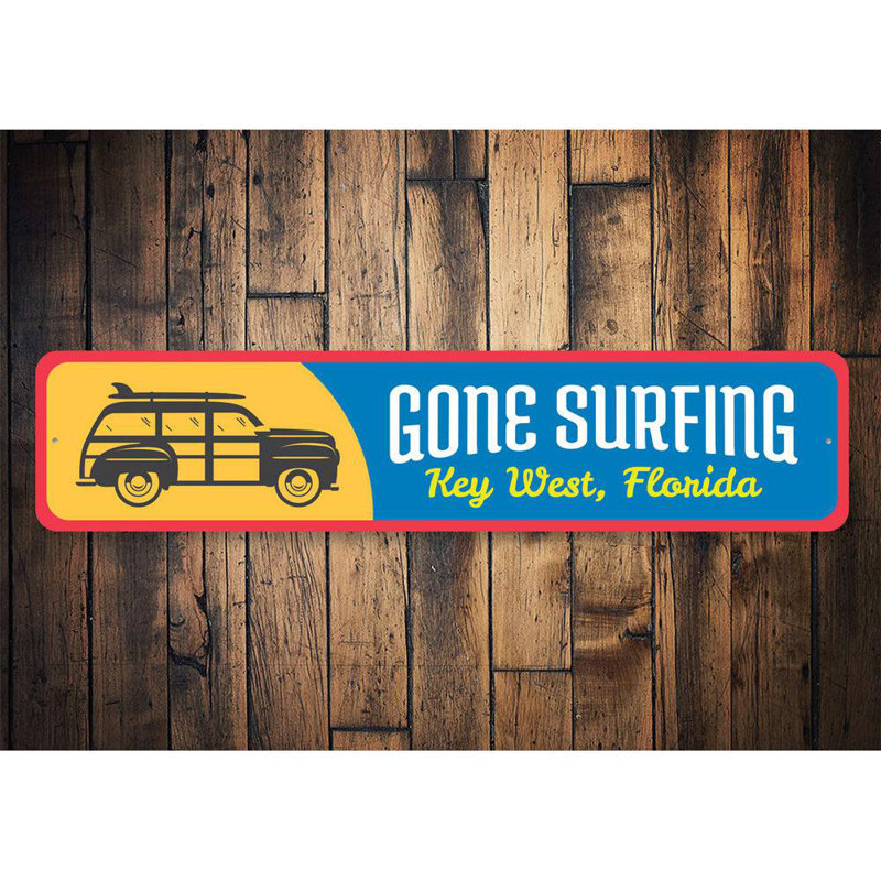 Panneau en aluminium Gone Surfing Key West, H 6 po x l 24 po x P 0,06 po
