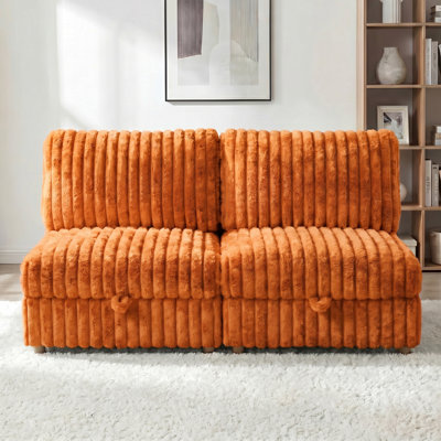 Siège sans accoudoirs pour canapé modulaire modulaire, siège de canapé convertible avec rangement, ensemble de canapé modulaire canapé-lit, combinaisons modulaires flexibles en tissu pour le salon (2 pièces)