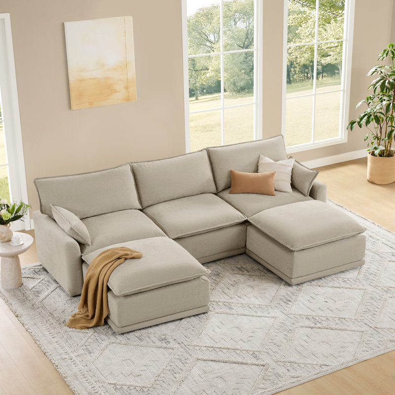 Canapé modulaire surdimensionné en U 112 PC Elysian Cloud, Polyester taupe