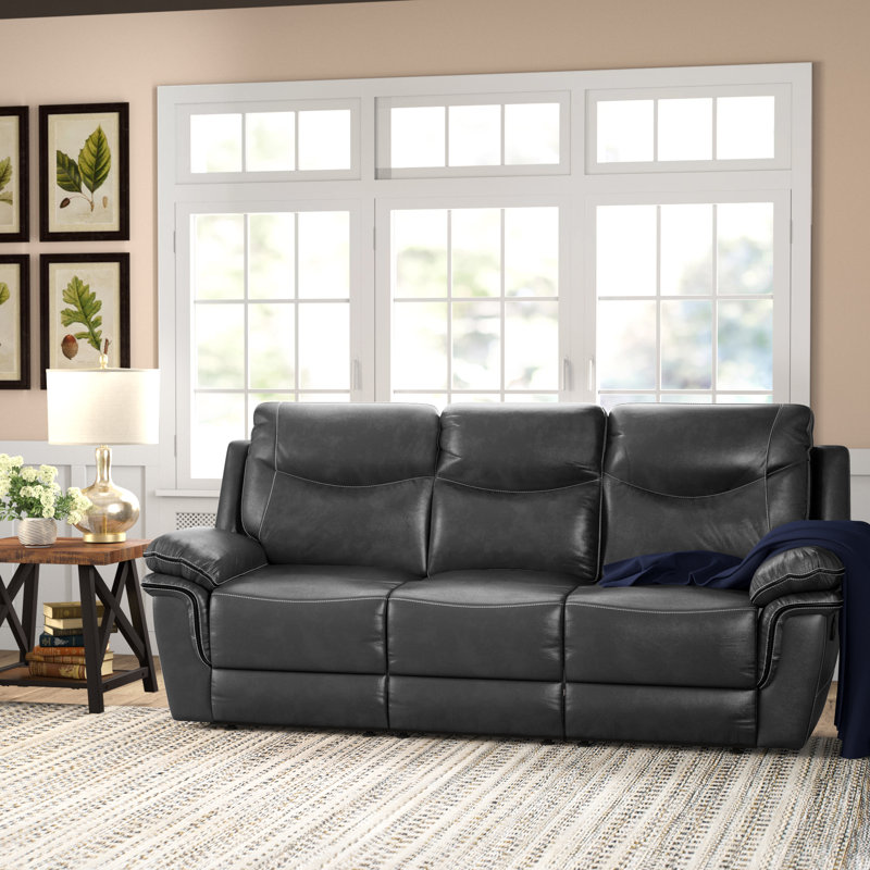 Canapé inclinable en faux cuir de 90 po Alejandrina, Gris