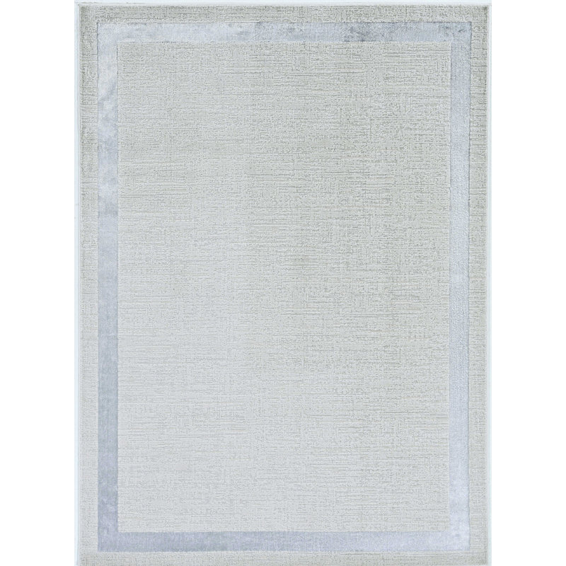 Tapis touffeté ivoire / argent, Rectangle 5 pi 3 po x 7 pi 7 po