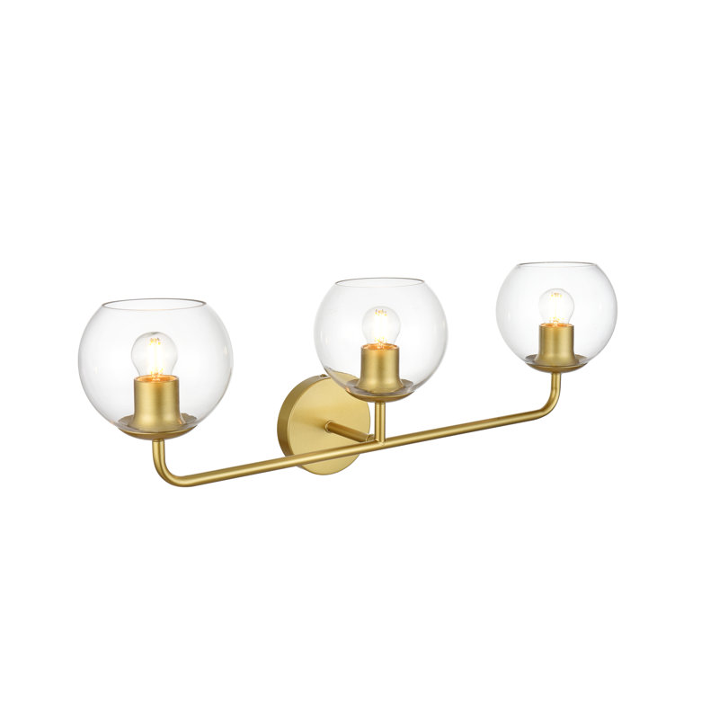Lumière de meuble-lavabo à intensité variable, Laiton, 3 lumières, H 10 po x l 28 po x P 28 po