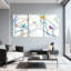 «Birds Colorful Birds On Branches», ensemble de 3 impressions sur toile-1944265305