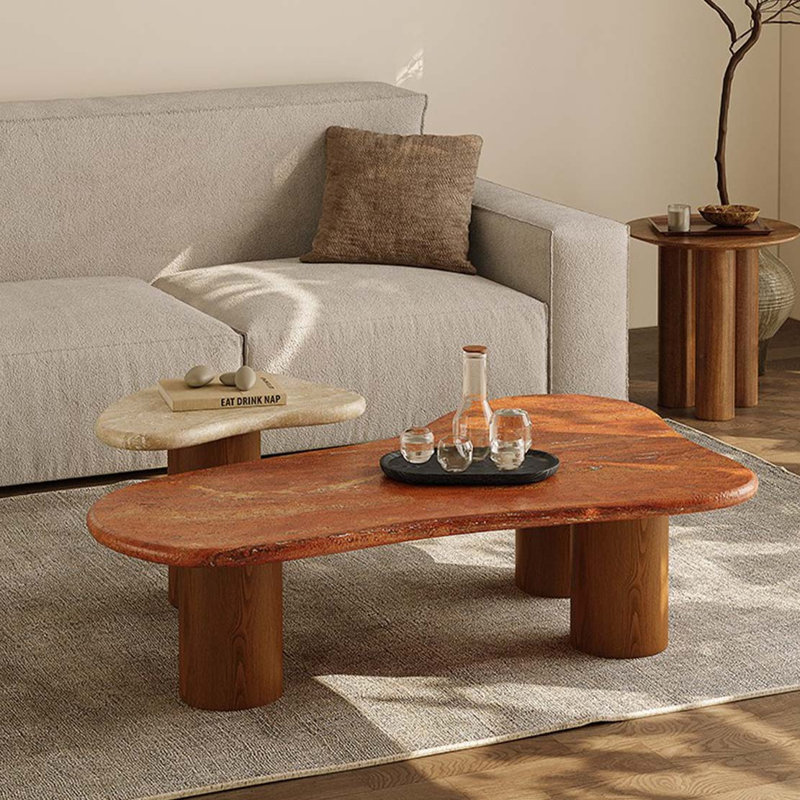 Table basse Mid-Century en bois massif, Brun, Brun