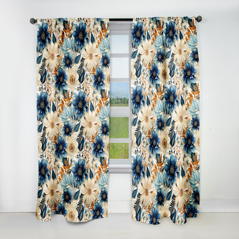 Panneaux de rideaux floraux Boho, L 52 po x L 63 po