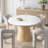 Maxwell 53" Round Dining Table for 6, Sintered Stone Tabletop with Solid Oak Base-1712116504