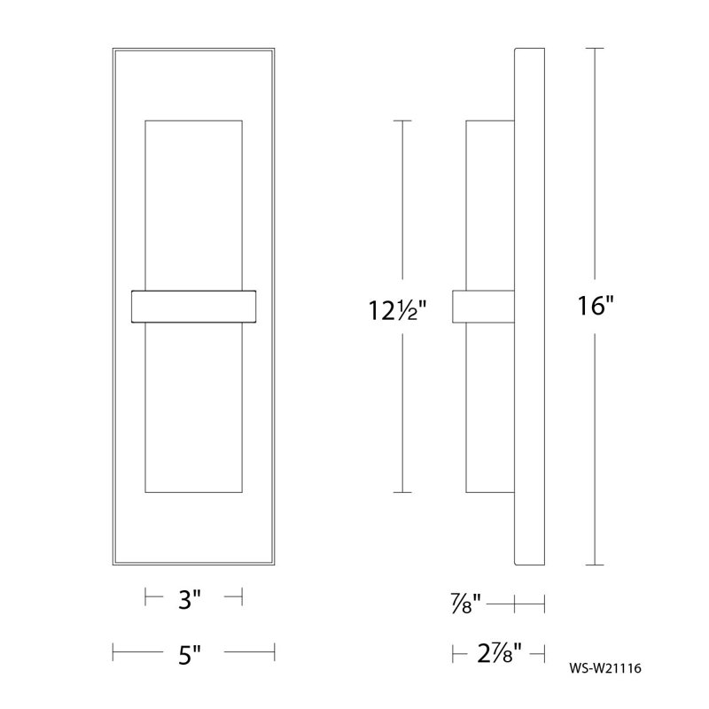 Bandeau 1 - Light LED Outdoor Armed Sconce, 16" H x 5" W x 2.25" D, 3000K