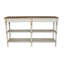 Console 63 x 19,5 x 35,5 po à trois niveaux en bois avec finition blanc vieilli et beige