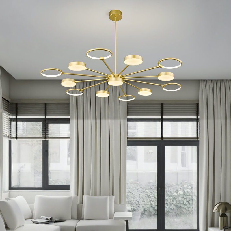 Luminaires suspendus ronds modernes Modern Industria, Or, 13 lumières