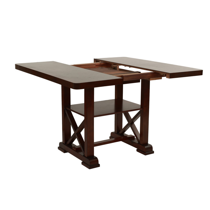 Table de salle à manger moderne en placage de cerisier moderne avec rallonge et tablette inférieure, solution de cuisine, 6 sièges, rangement