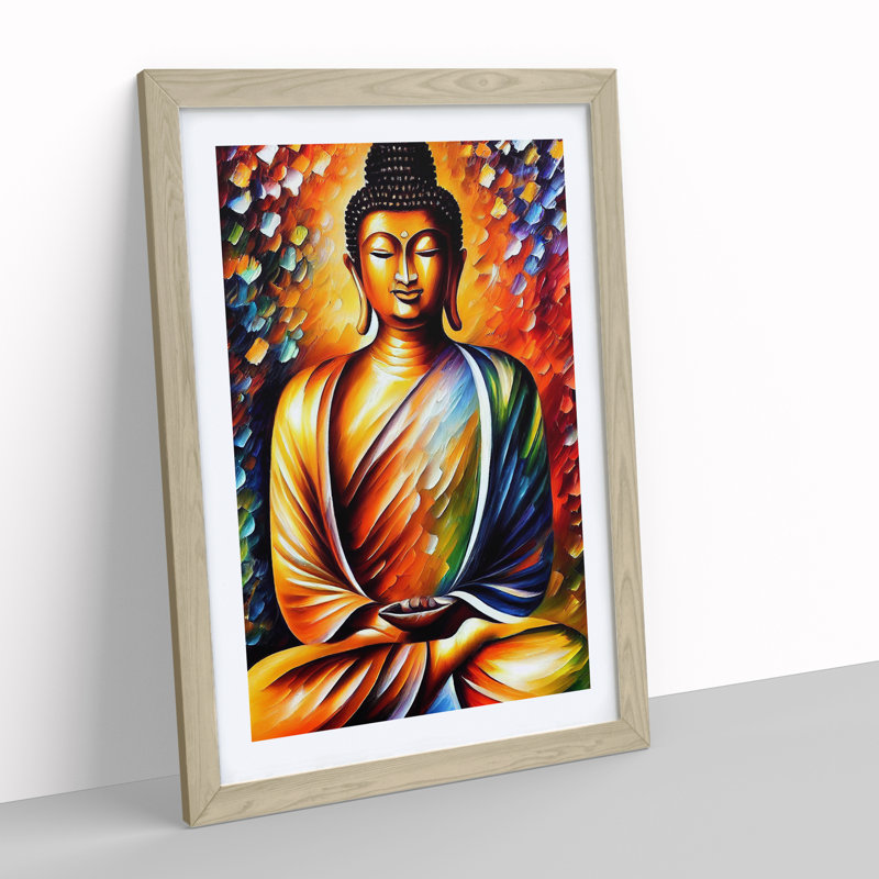 View Of Buddha No.5 - Wall Art, 66cm H x 48cm W, Oak Picture Frame, White