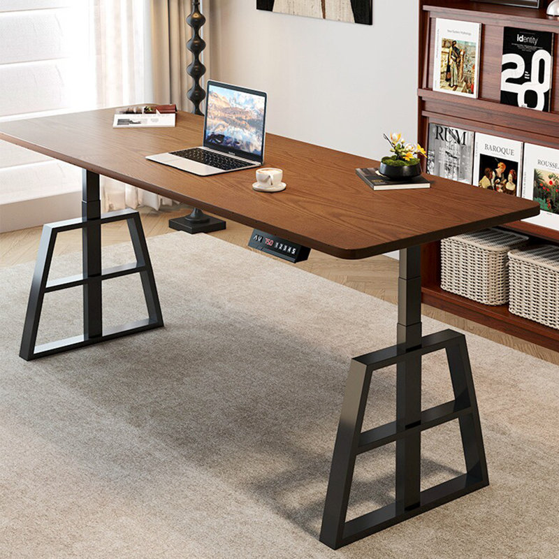 Bureau rectangulaire en bois massif noyer, H 24,41 po x L 62,99 po x l 27,56 po