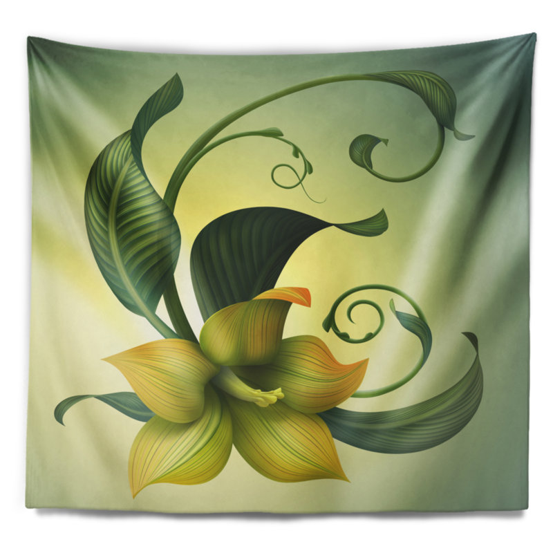 Tapisserie fleur floral jaune floral, H 32 po x l 39 po