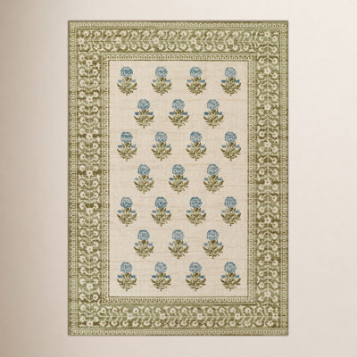 Anders Green Floral Wool Rug