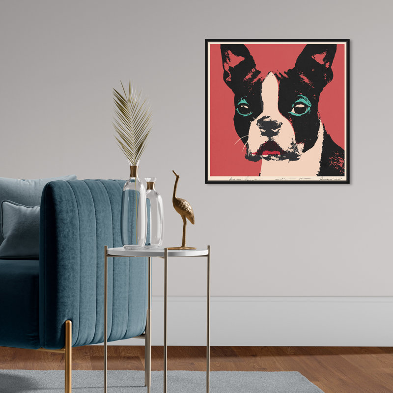 «Doggy Warhol», reproduction d'impression sur toile tendue, Cadre noir, H 20 po x l 20 po