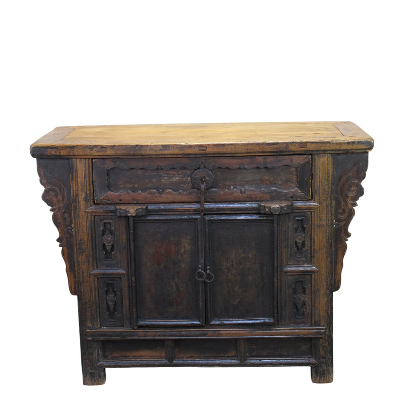 Antique Distressed Elm Altar Cabinet