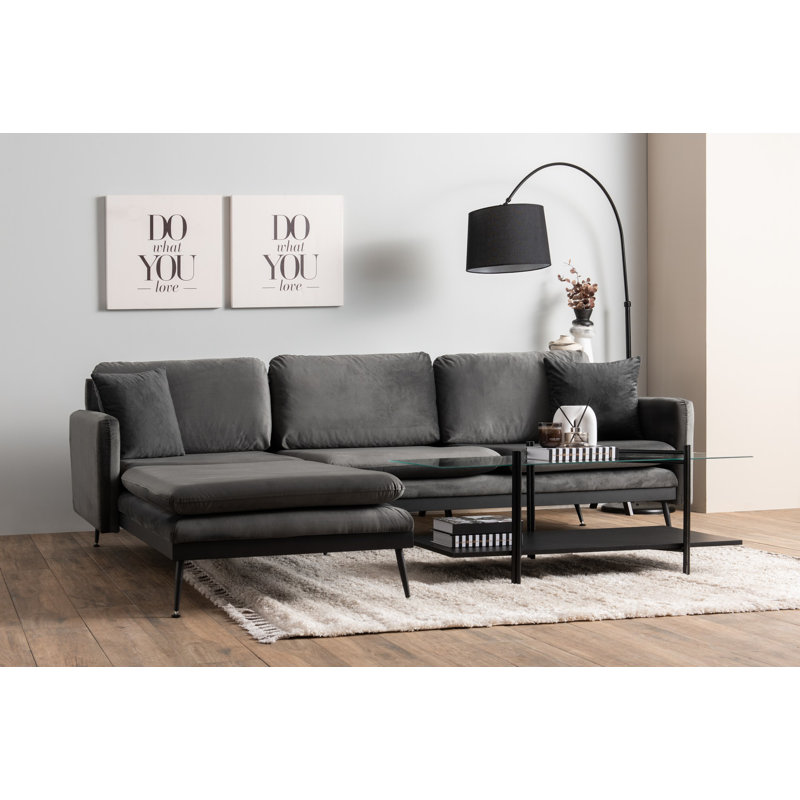 Canapé d'angle, Mélange de polyester gris