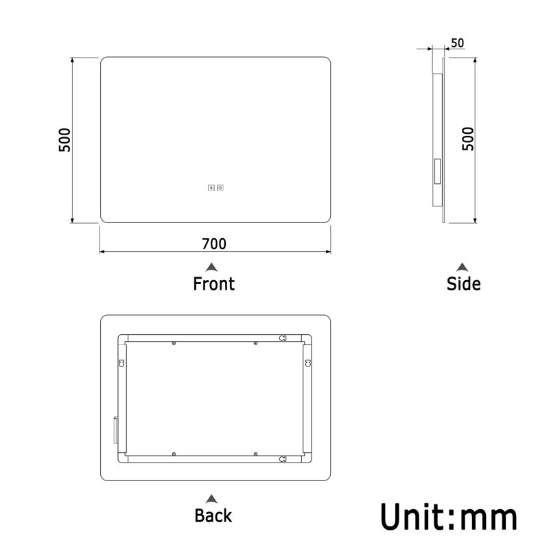 Iva Rectangle Mirror, 50cm x 70cm