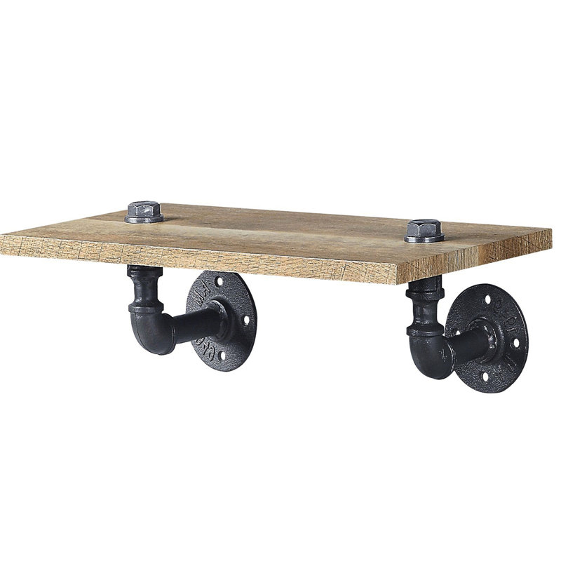 Lovely Oak And Sandy Black Wall Mounted Shelving - Adds Warmth To Your Room Mount Withstands Daily Wear Tear