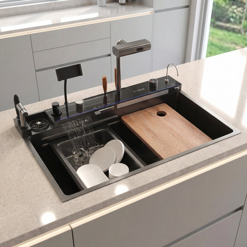 Évier de cuisine à montage sur plan en acier inoxydable 29,4 po