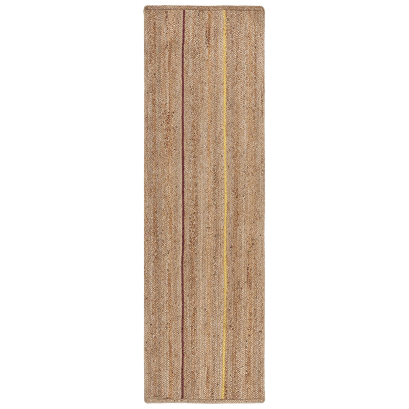 Armgart Natural Fiber Flat Weave Jute Striped Rug, Runner 2'3" x 8'