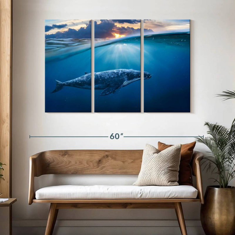 Brampt Blue Ocean Whale, 32" H x 50" W