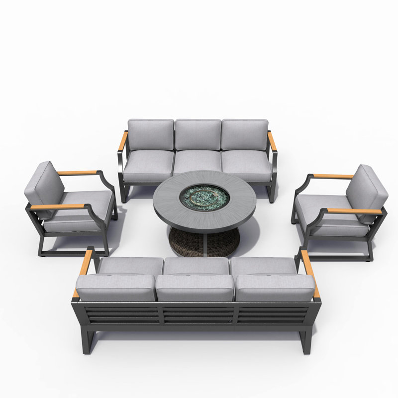 Ensemble de conversation en métal pour 8 personnes avec coussins Readsa, Noir