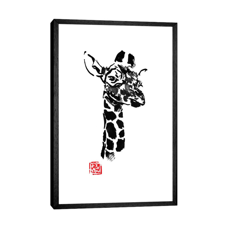 Giraffe by Péchane - Print on Canvas, Black Framed, 152.5 cm H x 101.5 cm W