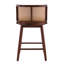 Alder Mid-Century Modern Rubberwood Counter Stool with Woven Rattan Back and Upholstered Seat-1242551798-1246804202