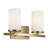 2-Light Natural Brass Bath Vanity Light with Satin Etched Glass Shades