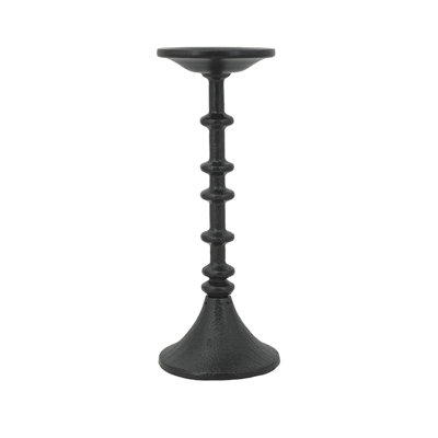 D4x11" Decorative Black Iron Candle Holder With Spindle Design
