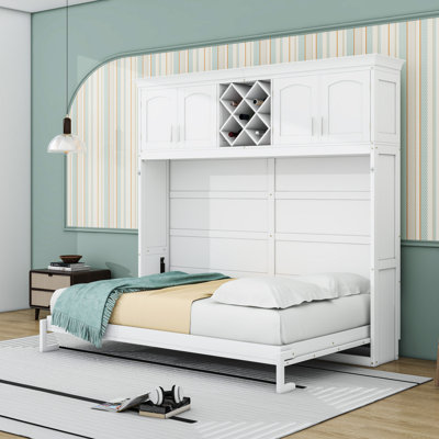Queen Murphy Bed with Flexible Slats and Shelves