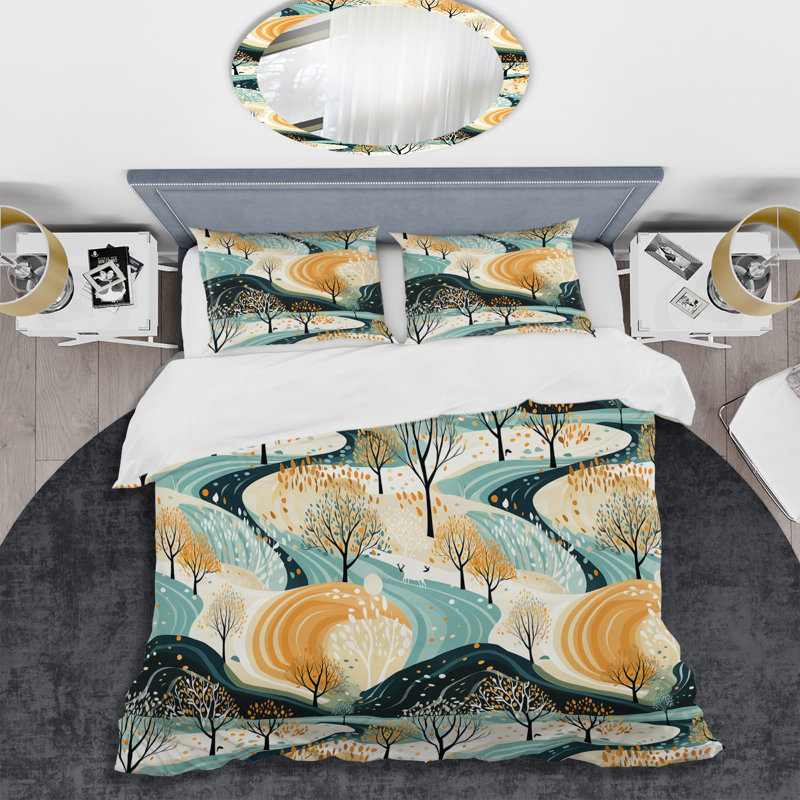 Ensemble de housse de couette Botanical Forest, Housse de couette simple + 1 taie décorative stan