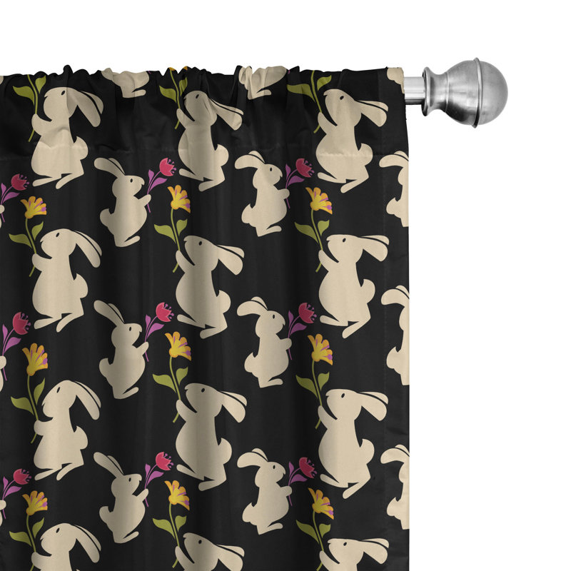 Multicolore rideaux à 4 panneaux, panneaux et lapins East Urban Home, L 56 po x L 95 po