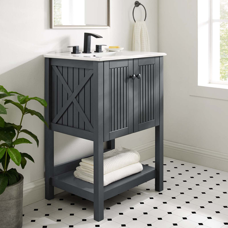 Meuble-lavabo à vapeur 24 po, Gris