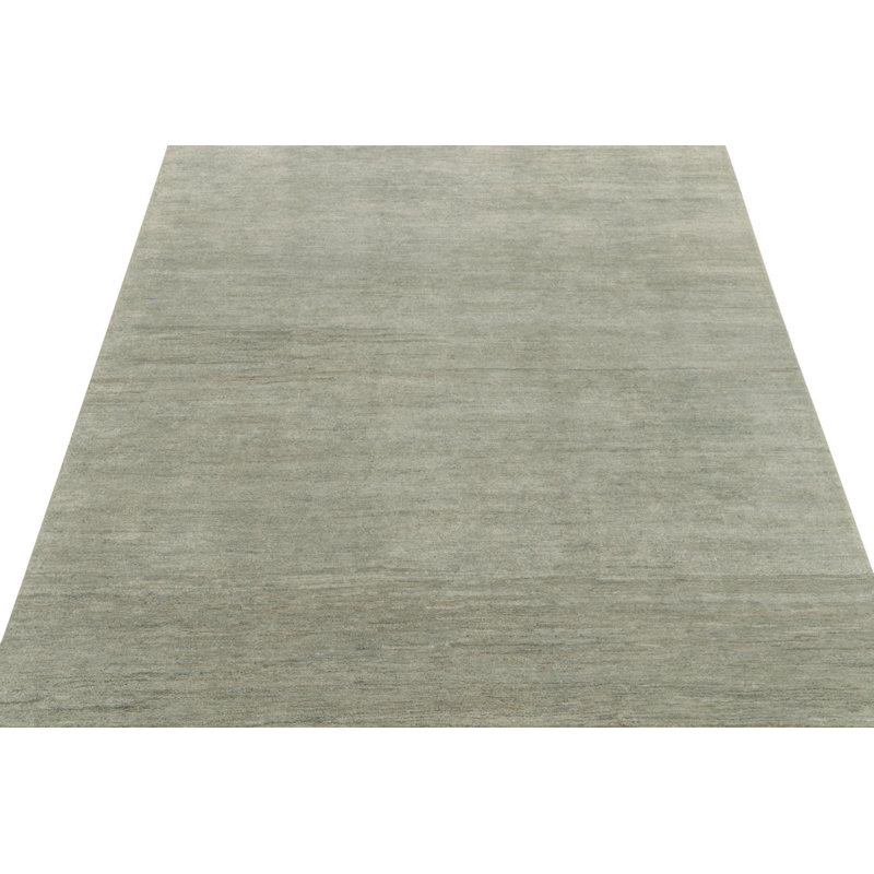 Modern Textural Hand Knotted Striped Area Rug, Rectangle 8' x 10'