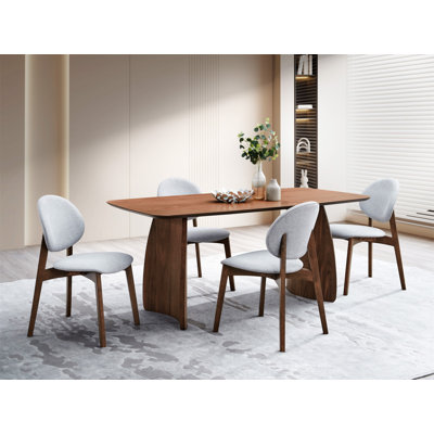 Hadasa Walnut & Light Gray Finish 5Pcs Dining Room Set,dining room set,dinning table set