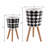 Hand-Painted Resin Planters with Beech Wood Legs, Geometric Pattern Indoor & Outdoor Decorative Plant Stands for Patio, Living Room, Garden, and Home Décor, Set of 2-400475353-400475355
